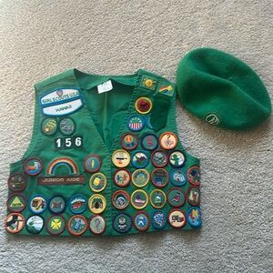 Junior Girl Scouts, vest and hat, vintage